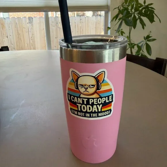 Set of 2 Funny Sarcastic Dog Vinyl Stickers “I Can’t People Today” - Picture 4 of 6